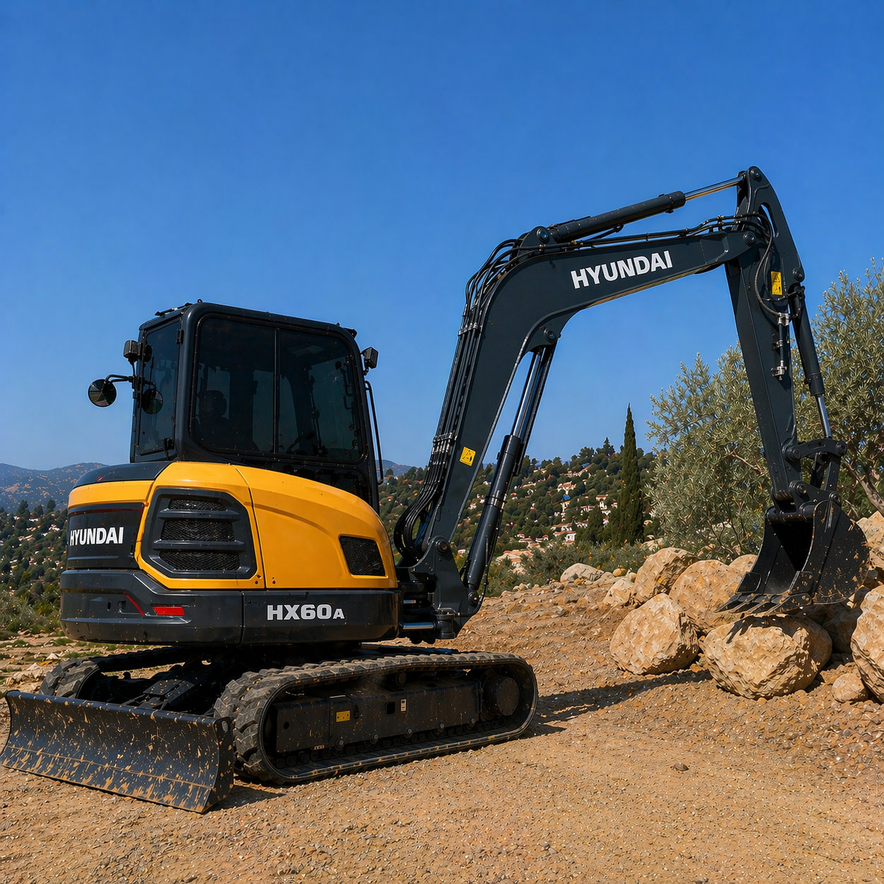 Vitres teintées Hyundai Construction Equipment — Film nano-céramique cabine — Teintée +