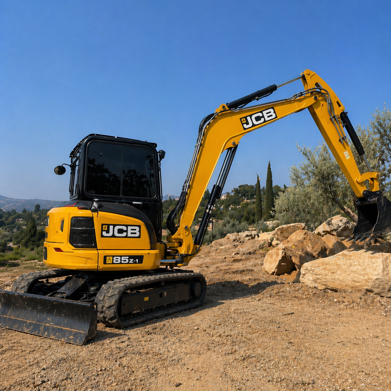 Vitres teintées JCB — Film nano-céramique cabine — Teintée +