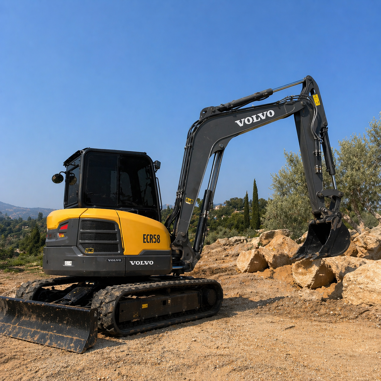 Vitres teintées Volvo CE — Film nano-céramique cabine — Teintée +